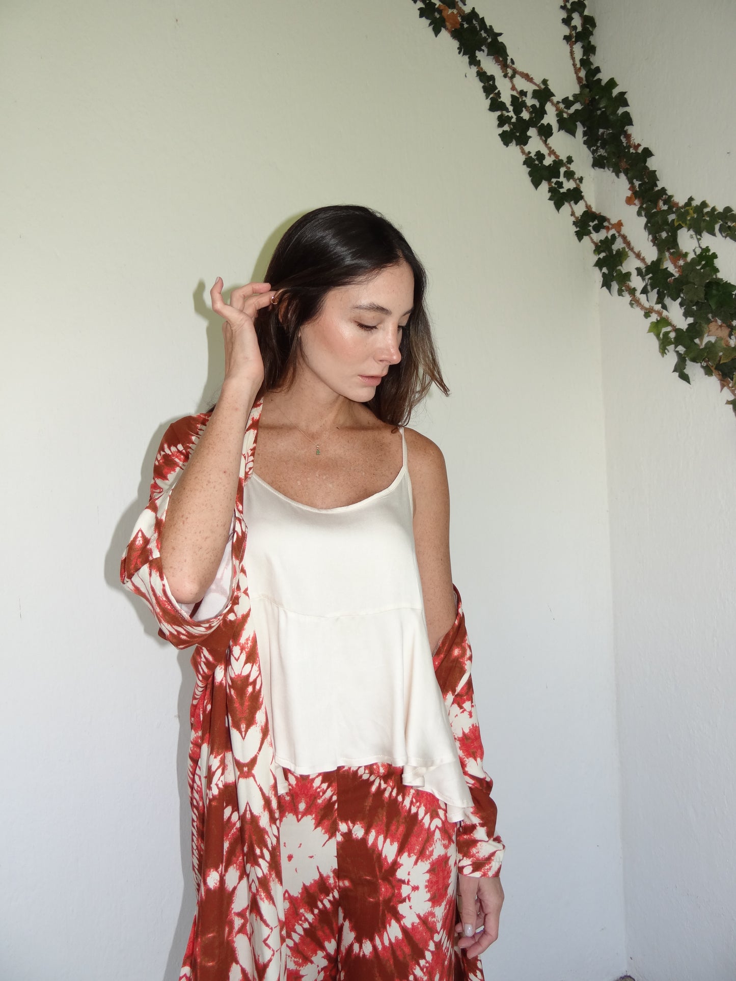 CORAL Kimono + Camisa Tiritas + Pantalón